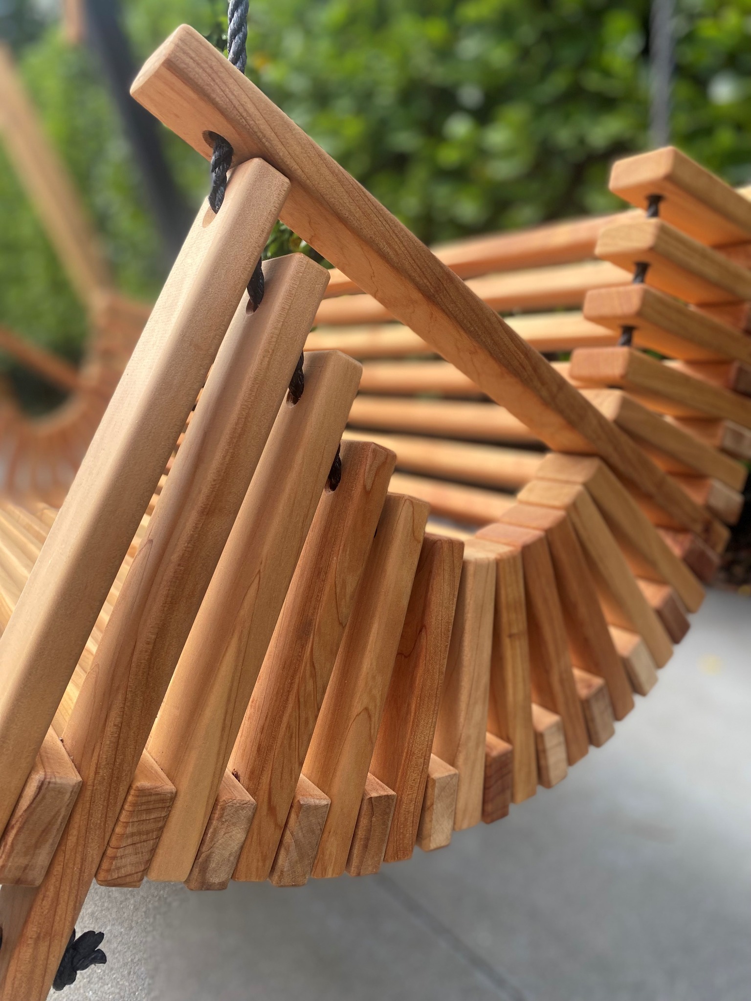 Mo & Co handcrafted timber swing seat outdoors