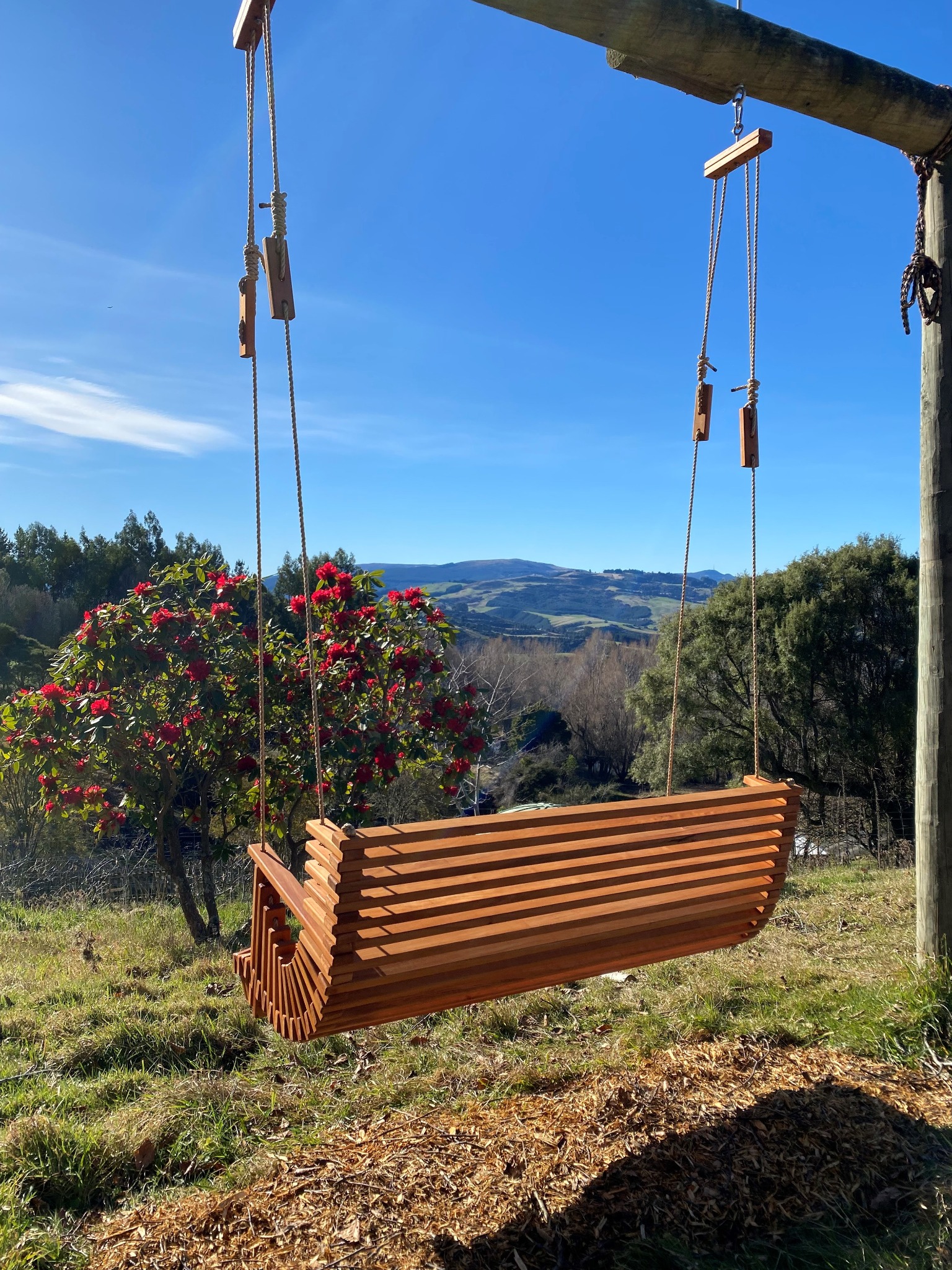 Mo & Co swing overlooking a Hawke’s Bay landscape