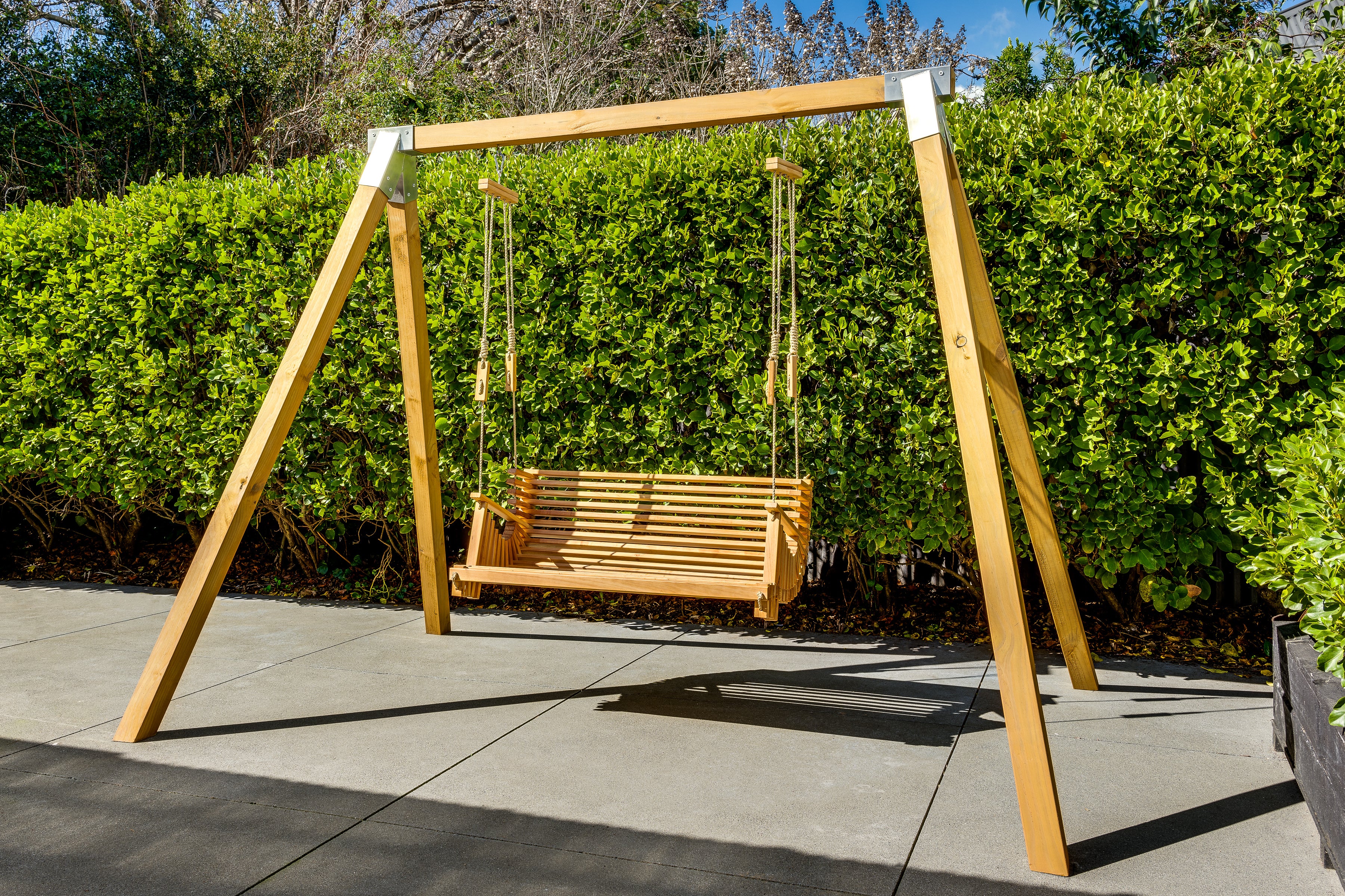 Swing Seat and Frame Combo – Macrocarpa Match Stain